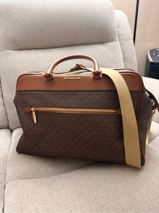 Michael Kors Handbags - Michael Kors Brown and Tan Logo Laptop Bag
